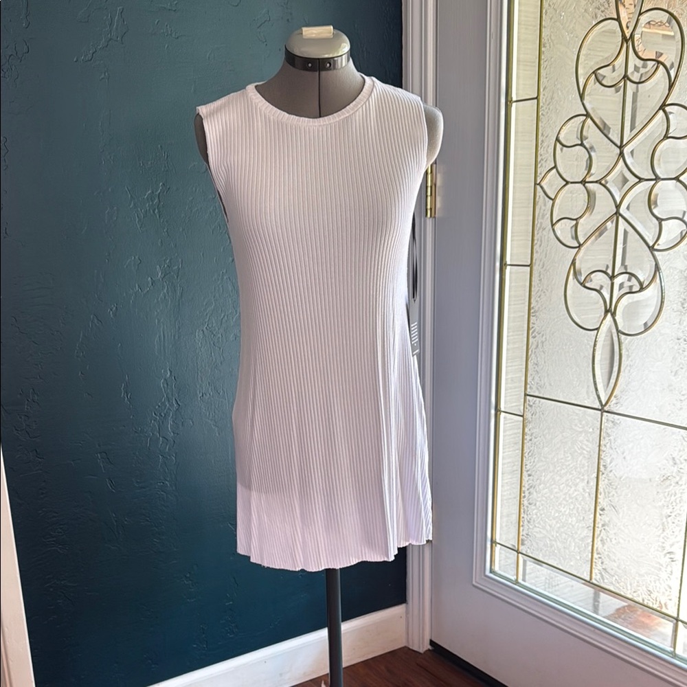 Michael Lauren White Pleated Tank Mini Dress